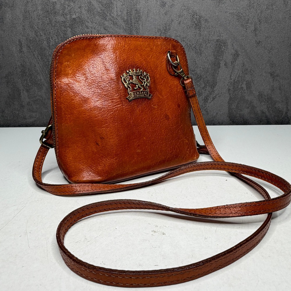 Pratesi Firenze Crossbody Bag Womens Small Cognac Brown Leather Made in Italy